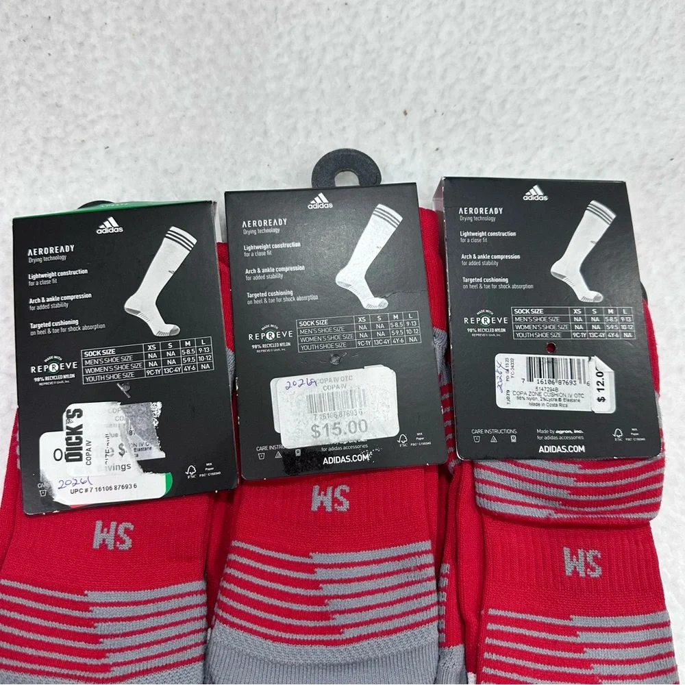 Adidas Red and White Copa Zone Soccer Socks